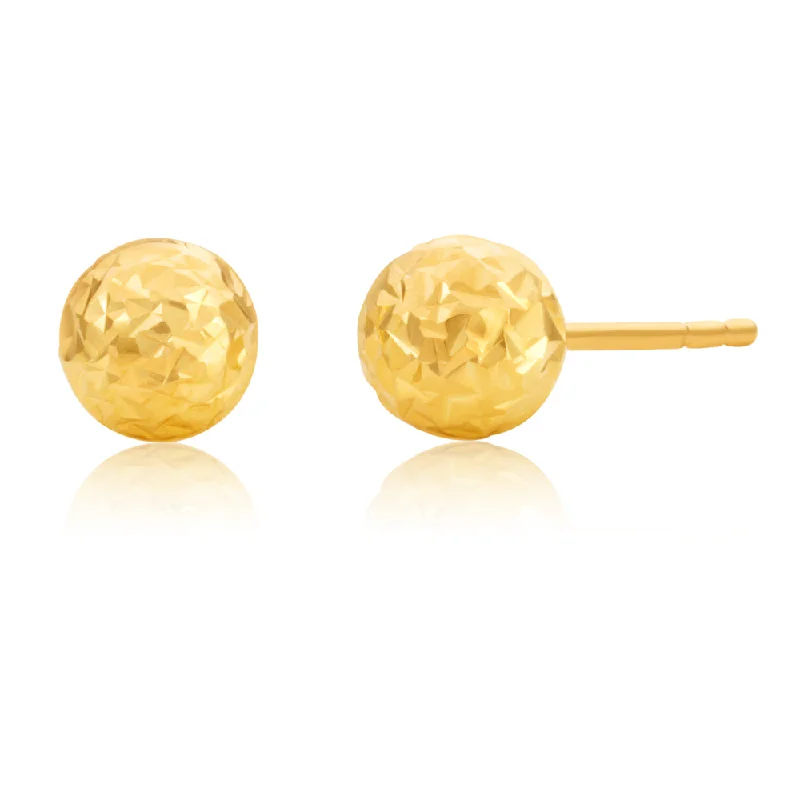 Classic Wedding Earrings with Pearls-9ct Yellow Gold 5mm Euroball Dicut studs Earrings