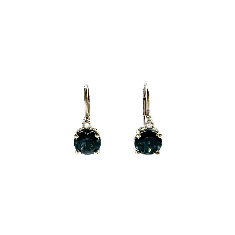 Modern Pearl Earrings for Weddings-Classic Blue Topaz set in White Gold