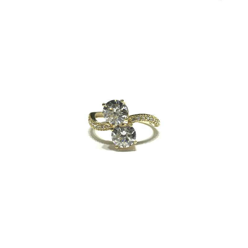 Elegant Platinum Engagement Ring with Oval Diamond-Double CZ Wavy Ring (14K)