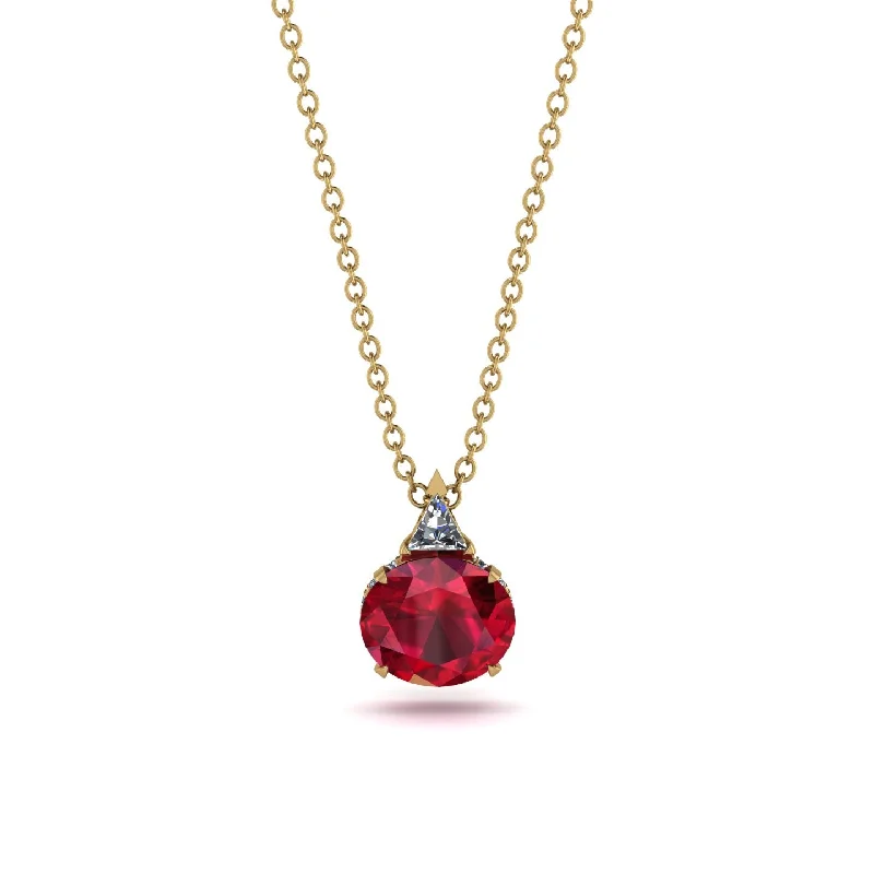 Classic Crystal Necklace for Elegant Look-Hidden Halo Ruby Necklace - Rosalie No. 10