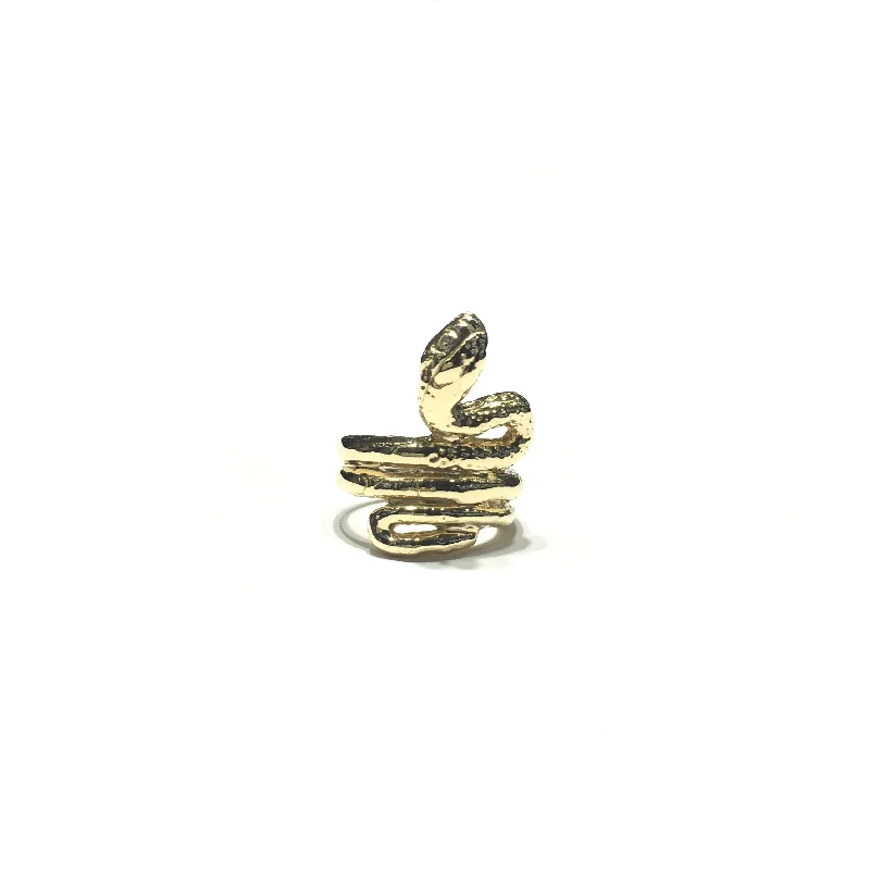 Custom Gold Ring with Personal Message for Gift-Snake Ring (14K)