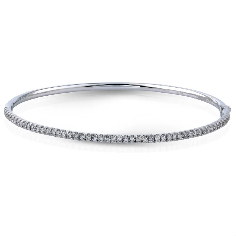 Classic Silver Bangles with Textured Finish-Simon G. Diamond Tennis Bracelet Bangle 18K White Gold .84 Carats MB1432