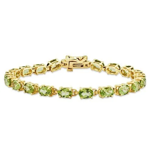 Simple Silver Bracelet with Customizable Charms-14K YELLOW GOLD 9 CARAT TOTAL WEIGHT PERIDOT BRACELET