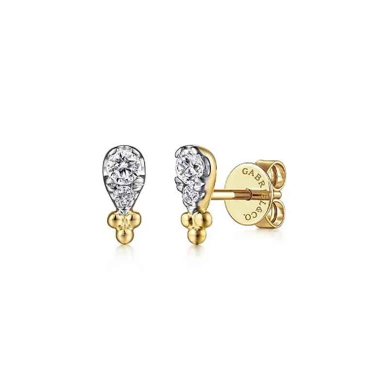 Elegant Silver Stud Earrings-Gabriel 14K Yellow Gold Diamond Bujukan Stud Earrings