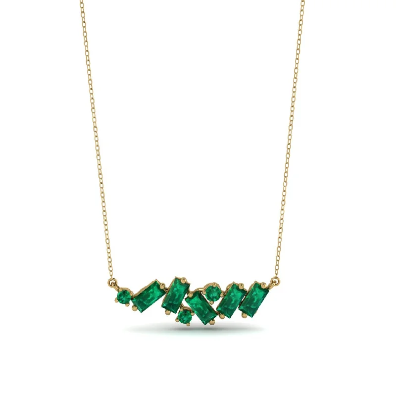 Simple Chain Necklace with Gemstone-Baguette Emerald Necklace - Arielle No. 19