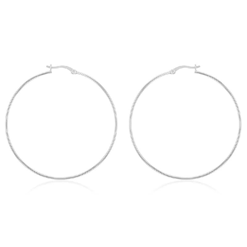 Personalized Silver Earrings for Brides-Sterling Silver Plain 60mm Hoop Earrings