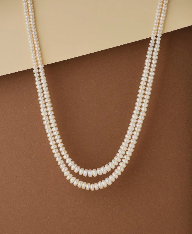 Classic Gold Chain Necklace for Men-Elegant 2 line Pearl Necklace