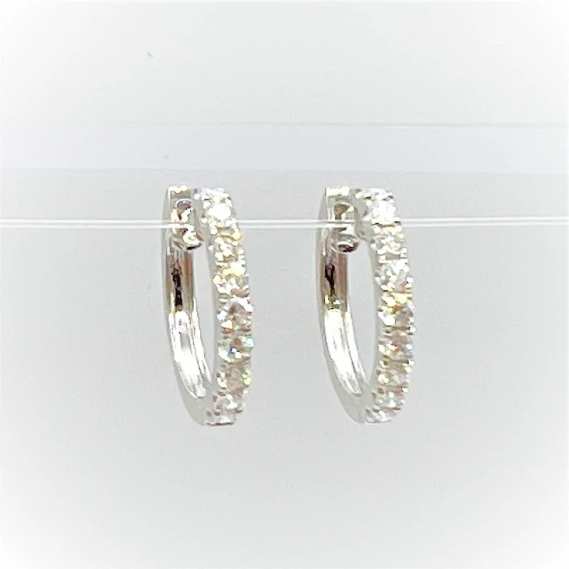 Custom Hoop Earrings with Charms-Classic Diamond Teeny Hoops in White Gold