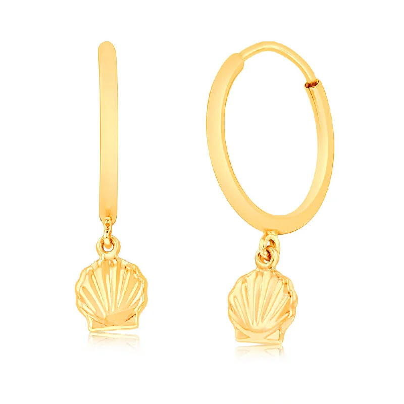 Elegant Stud Earrings with Diamonds-9ct Yellow Gold Fancy  Shell Earrings