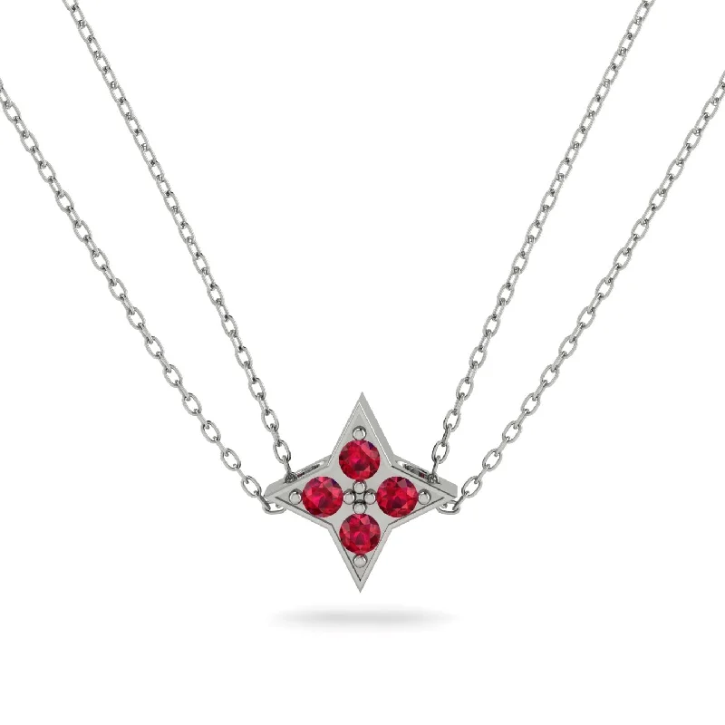 Chunky Gold Necklace for Bold Looks-Star Ruby Necklace - Greta No. 12