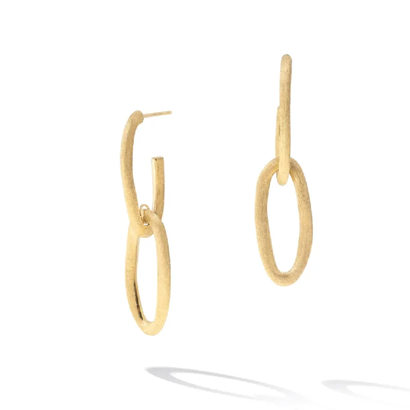 Bold Gold Drop Earrings-Marco Bicego Jaipur Link Collection 18K Yellow Gold Oval Double Link Earrings