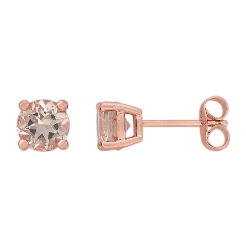 Statement Earrings for Special Events-9ct Rose Gold Morganite Stud Earrings