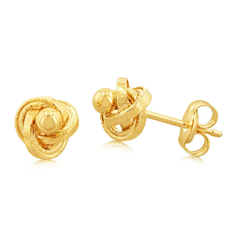 Large Gemstone Earrings for Casual Look-9ct Yellow Gold Knot & Ball 2.5mm Stud Earrings