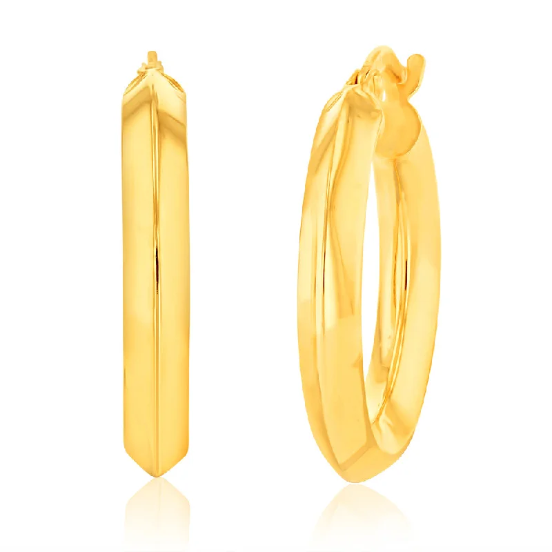 Unique Gold Drop Earrings-9ct Yellow Gold Plain Hoop Earrings