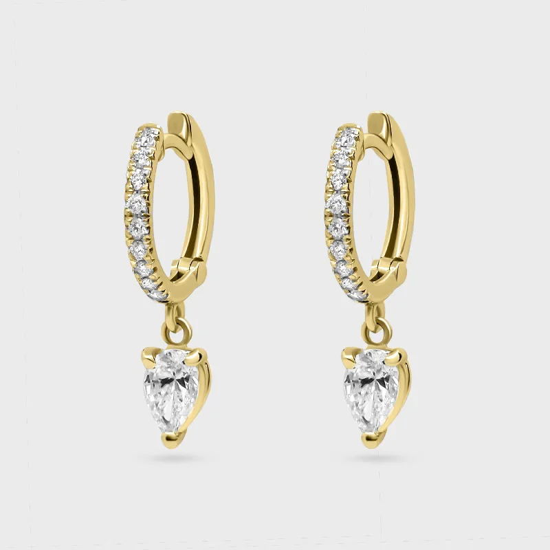 Stylish Geometric Earrings for Fashion-Pear Shape Pave Charm Hoops