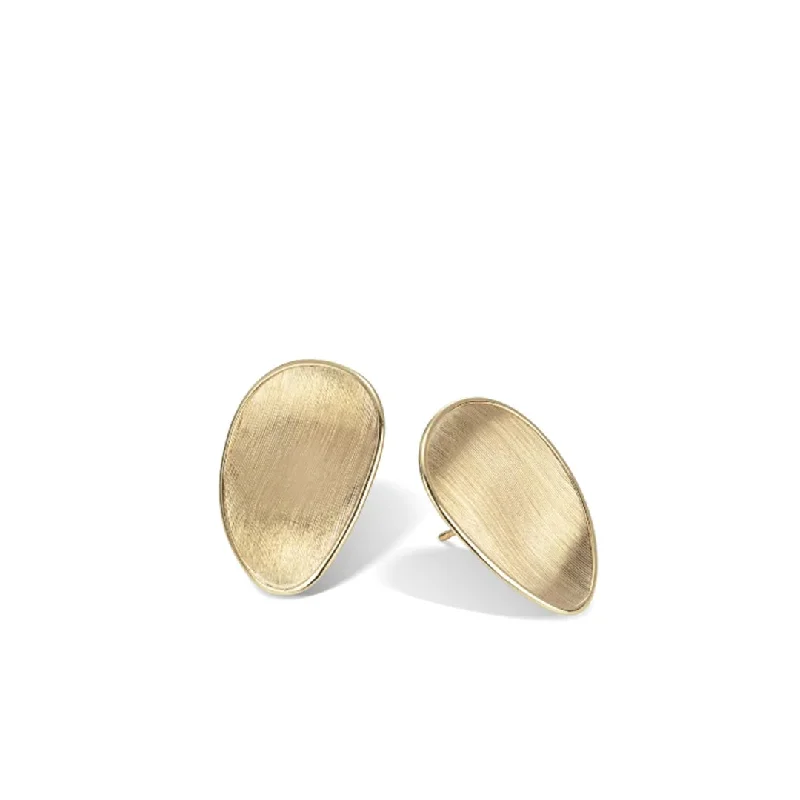 Geometric Silver Earrings-Marco Bicego Lunaria Collection 18K Yellow Gold Stud Earrings OB1343 Y