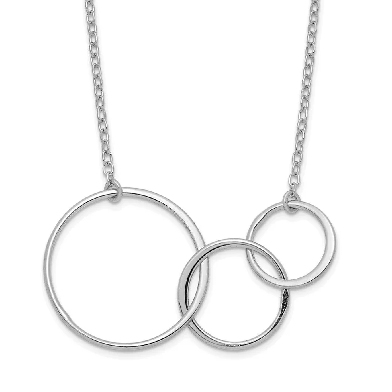 Designer Gemstone Necklace with Unique Cuts-Sterling Silver 3 Intertwined Circles Necklace