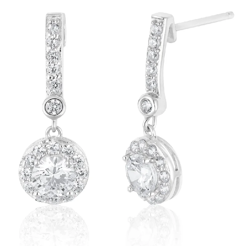 Fashionable Gold Hoop Earrings-Streling Silver Cubic Zirconia Drop Earrings