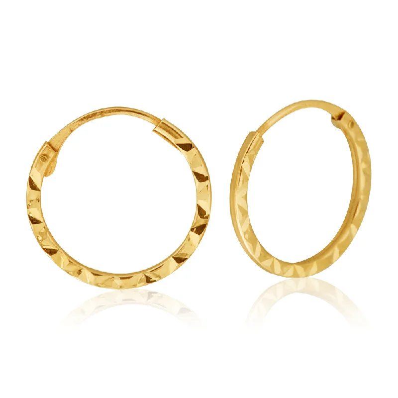 Personalized Birthstone Earrings for Girls-9ct Yellow Gold 12mm Hinged Hoop Earrings