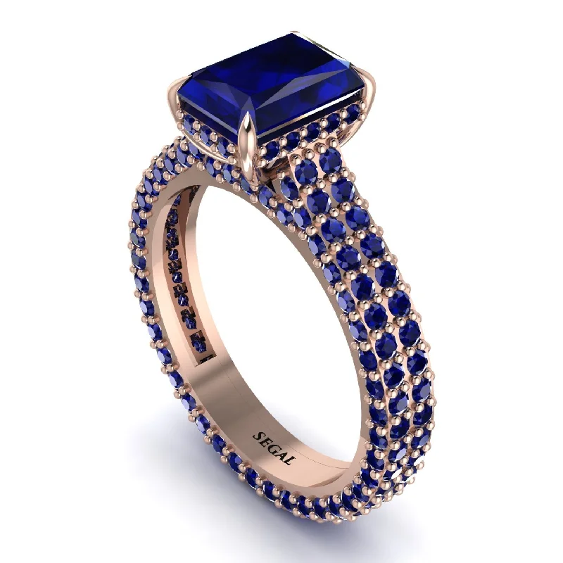 Personalized Sapphire Ring for Special Occasions-Radiant Cut Sapphire Pave Engagement Ring - Kenzie No. 74