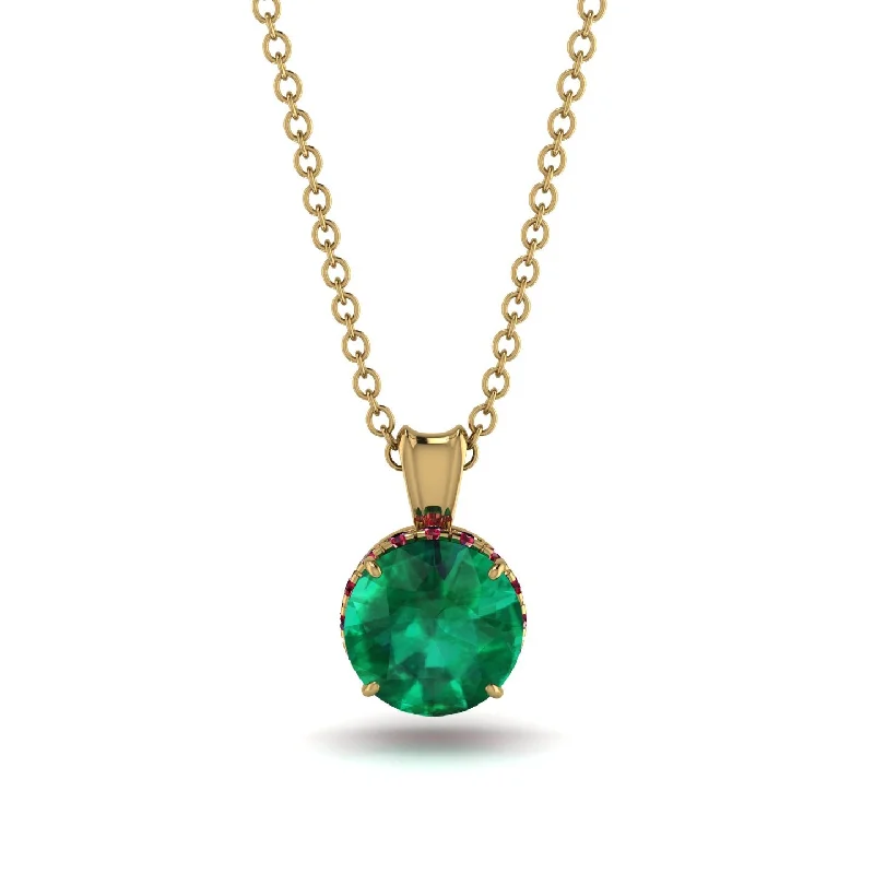 Simple Chain Necklace with Gemstone-Emerald Necklace With Hidden Halo - Adaline No. 49