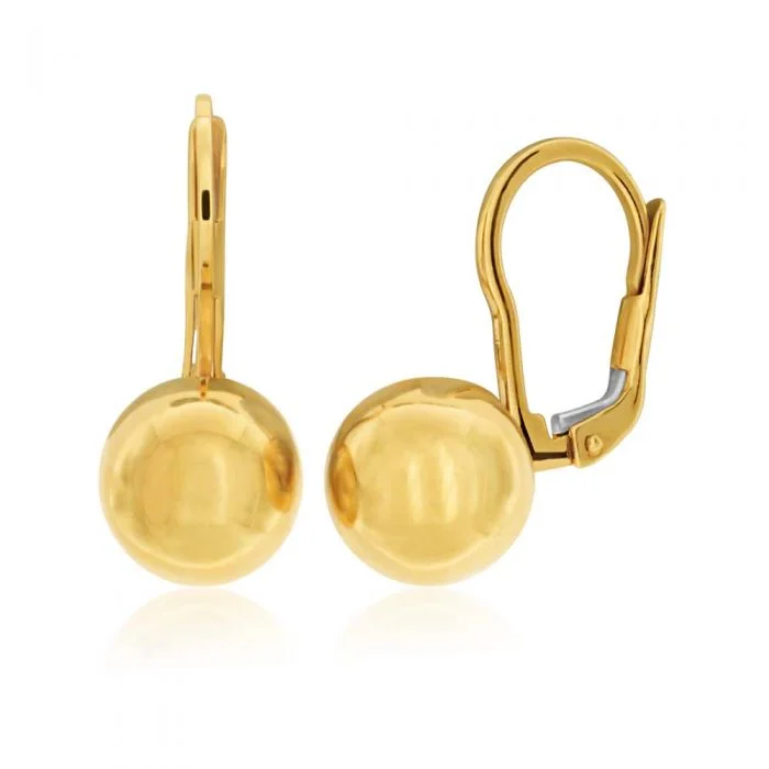 Custom Hoop Earrings with Charms-9ct Yellow Gold Euroball Drop Earrings