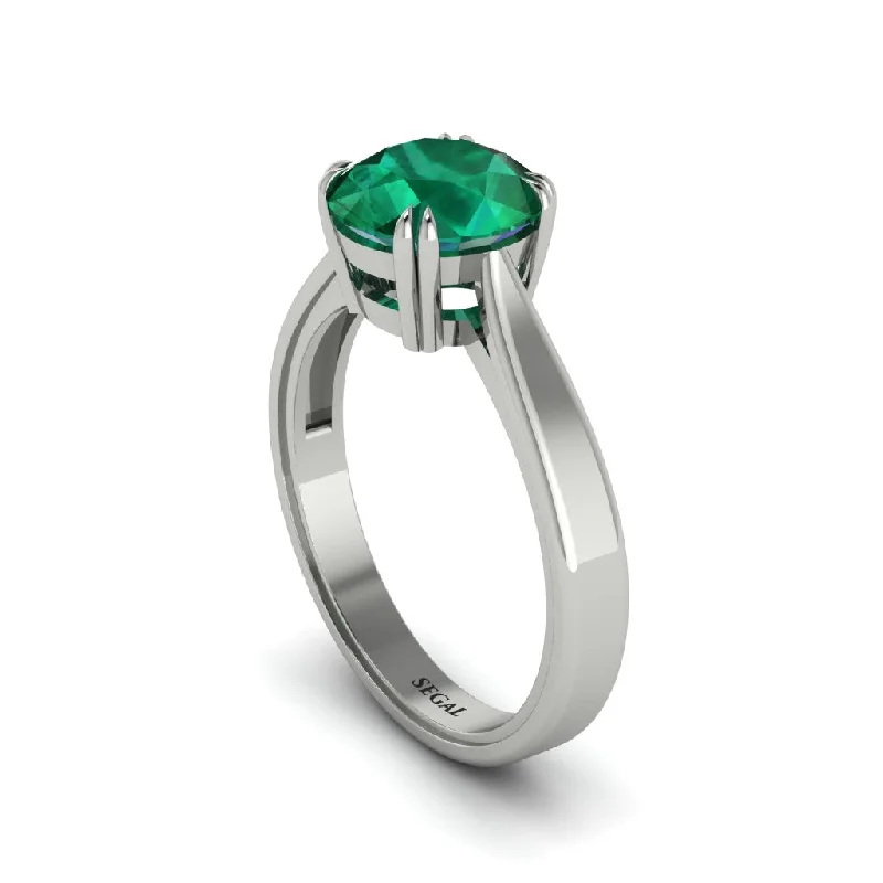 Customizable Platinum Ring for Engagement with Diamond-Emerald 14K Gold Solitaire Engagement Ring - Allie No. 6