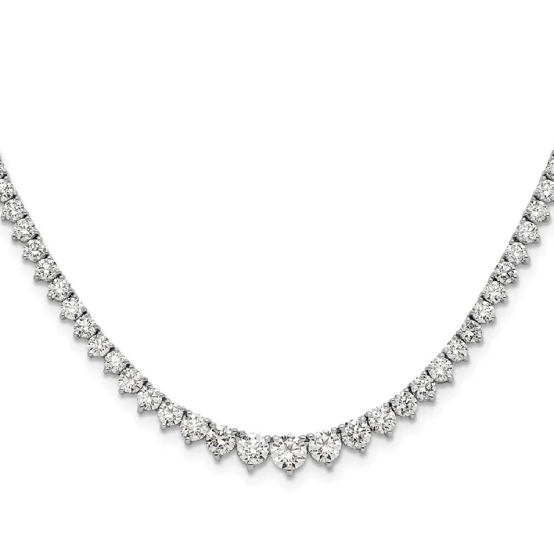 Designer Crystal Necklace with Unique Design-14k White Gold Lab Grown Diamond VS/SI GH, Graduated Necklace (6.45 CTW)