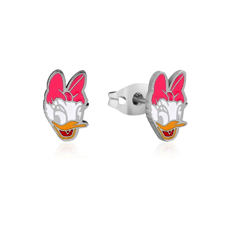 Bold Crystal Earrings for Parties-DISNEY Stainless Steel 11mm Animated Daisy Duck Stud Earrings