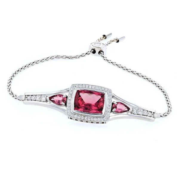 Luxury Silver Bracelet with Sapphire Stones-Pink Tourmaline Bolo Bracelet