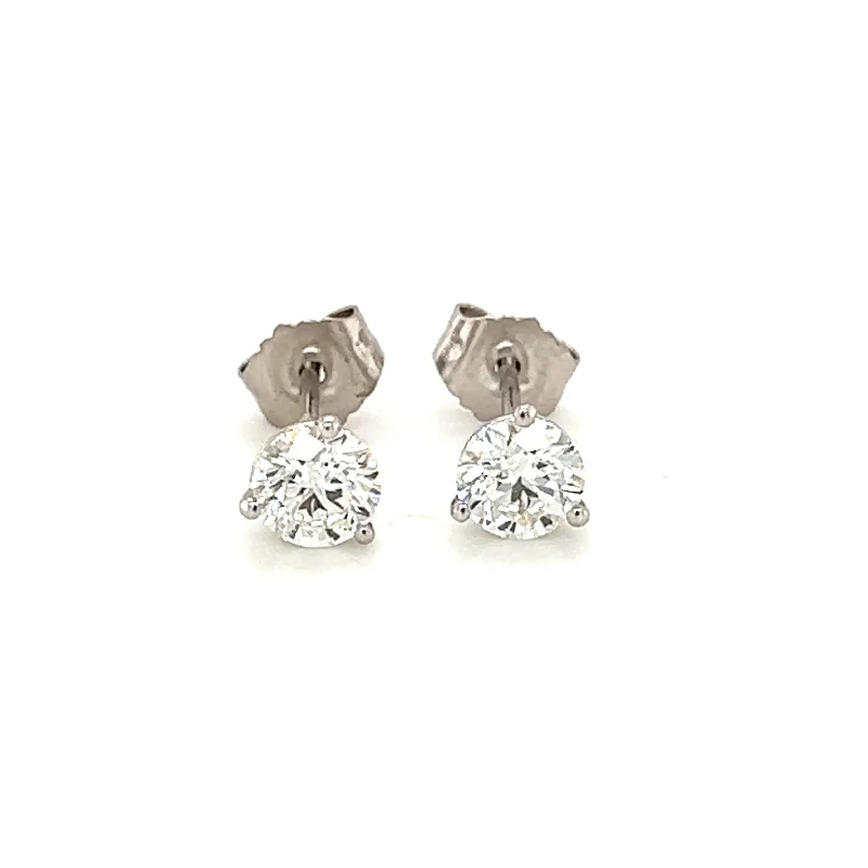 Handcrafted Gold Drop Earrings for Brides-14k White Gold .73 TW Diamond Stud Earrings