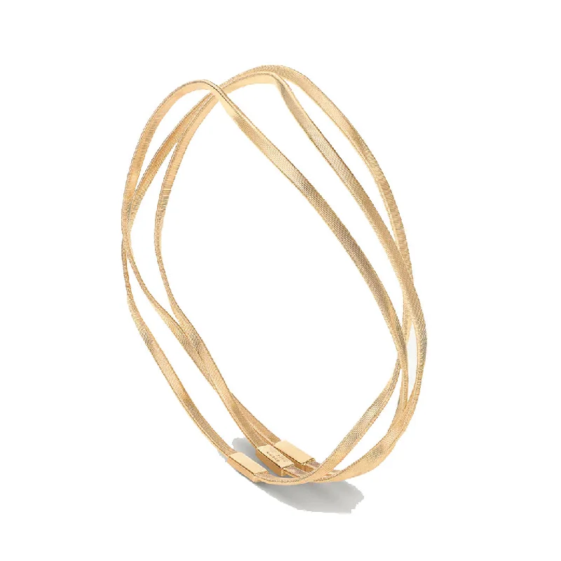 Simple Rose Gold Bangles with Stylish Engraving-Marco Bicego Marrakech 18K Yellow Gold 3-Strand Interlocking Bangle