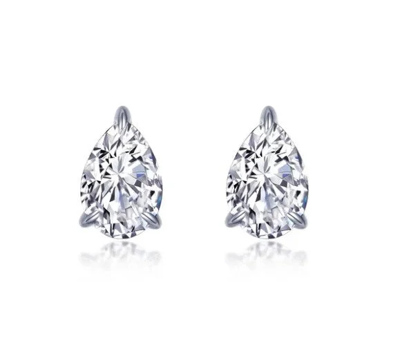 Crystal Stud Earrings for Brides-Sterling Silver 4.00 CTW Pear Simulated Diamond Stud Earrings by Lafonn