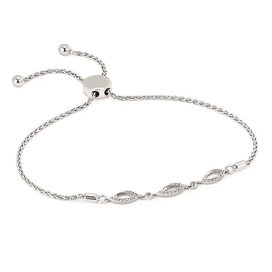 Trendy Silver Bracelet with Custom Charms-SILVER BRACELET CTW 0.17 (35 D