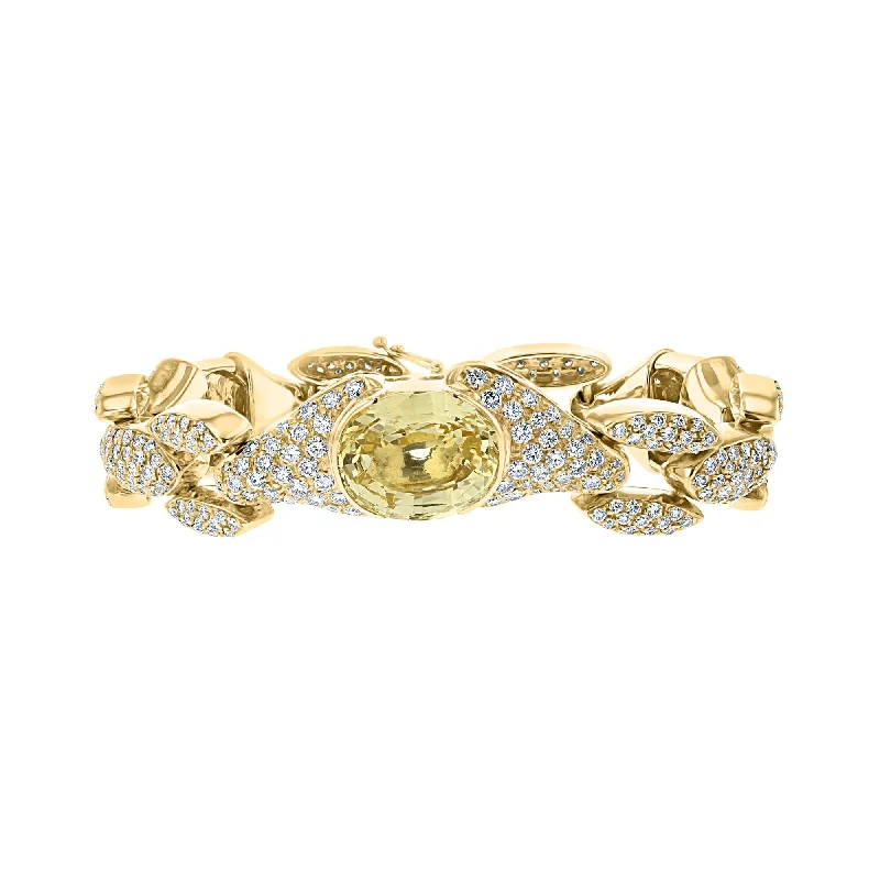 Personalized Gold Bracelet with Custom Heart Shape-18KT YELLOW GOLD 14.81 CTW YELLOW SAPPHIRE & 5 CTW DIAMOND PAVÉ BRACELET