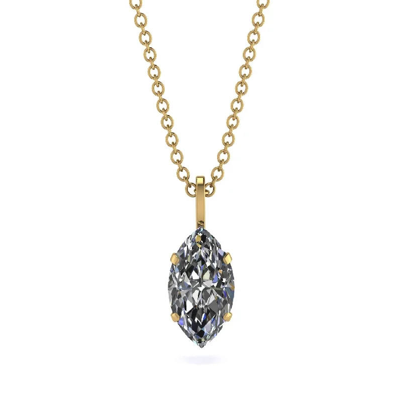 Elegant Gold Necklace for Fashion Events-Hidden Halo Marquise Diamond Necklace - Journey No. 61