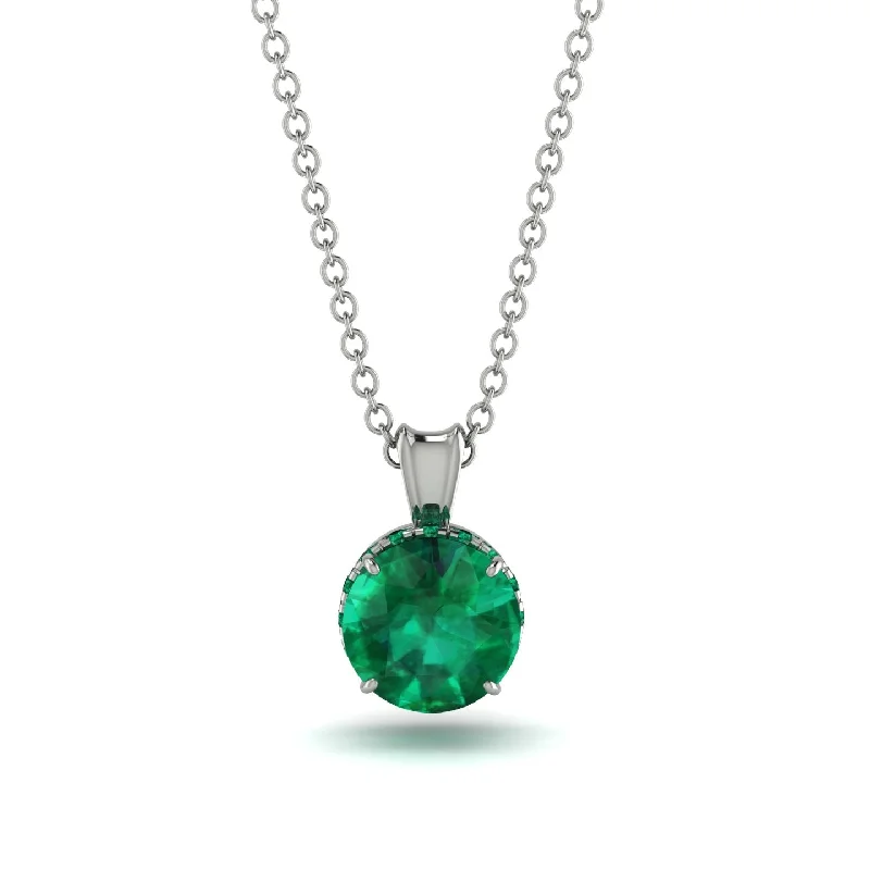 Elegant Sapphire Necklace for Brides-Emerald Necklace With Hidden Halo - Adaline No. 21