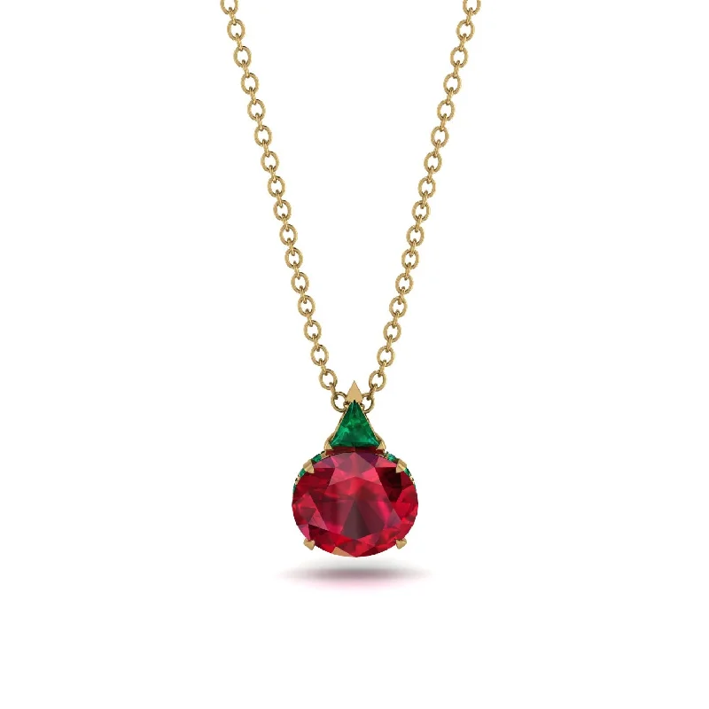 Elegant Gold Necklace for Weddings-Hidden Halo Ruby Necklace - Rosalie No. 25