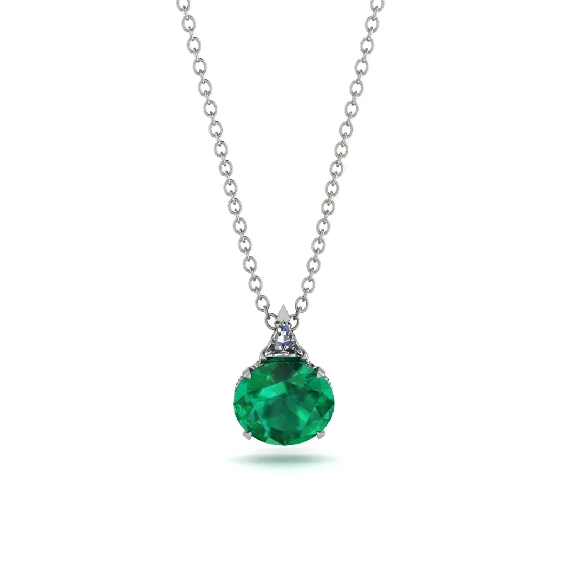 Elegant Gold Necklace for Formal Events-Hidden Halo Emerald Necklace - Rosalie No. 6