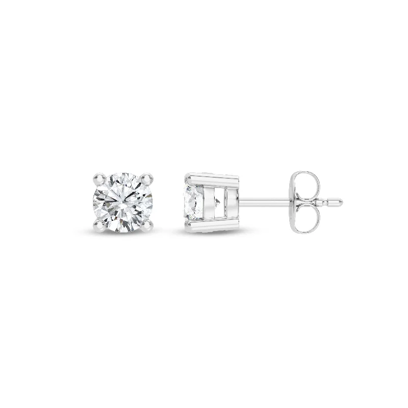 Chunky Hoop Earrings for Women-14k White Gold 4 CTW Lab Grown Diamond Stud Earrings