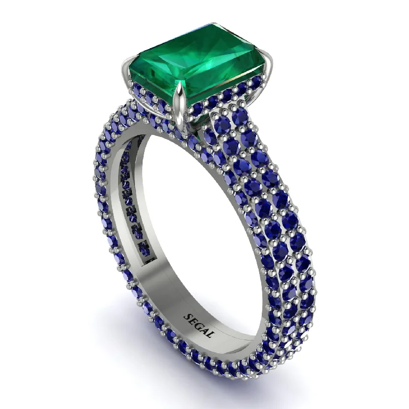 Trendy Stackable Gold Rings for Everyday Wear-Radiant Cut Emerald Pave Engagement Ring - Kenzie No. 66