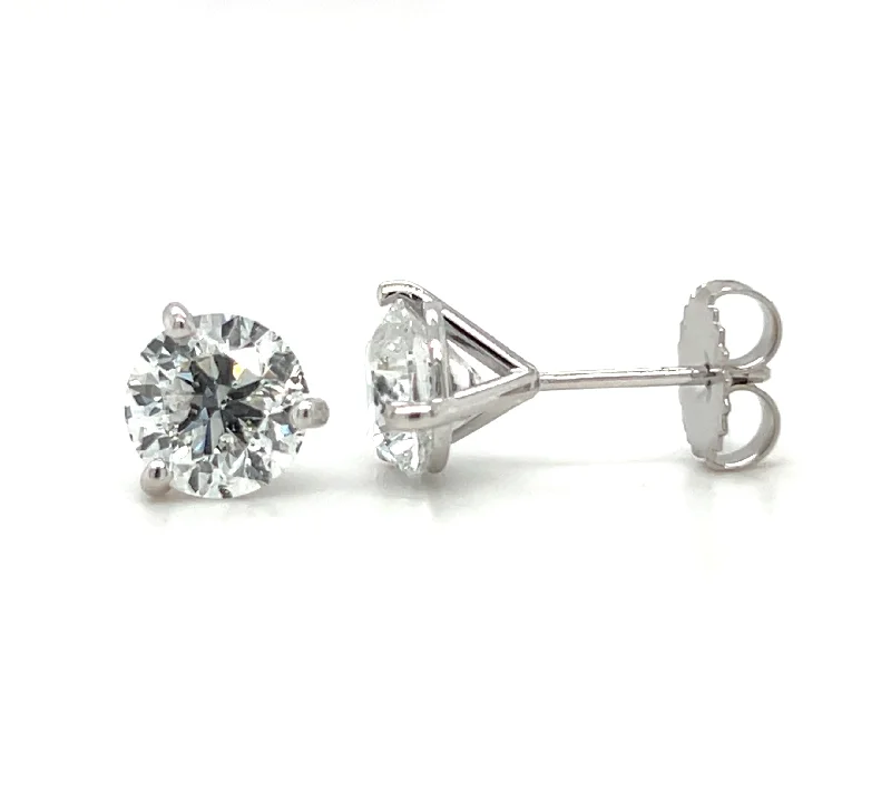 Simple Crystal Earrings for Work-18k White Gold 3.01 CTW Diamond Stud Earrings