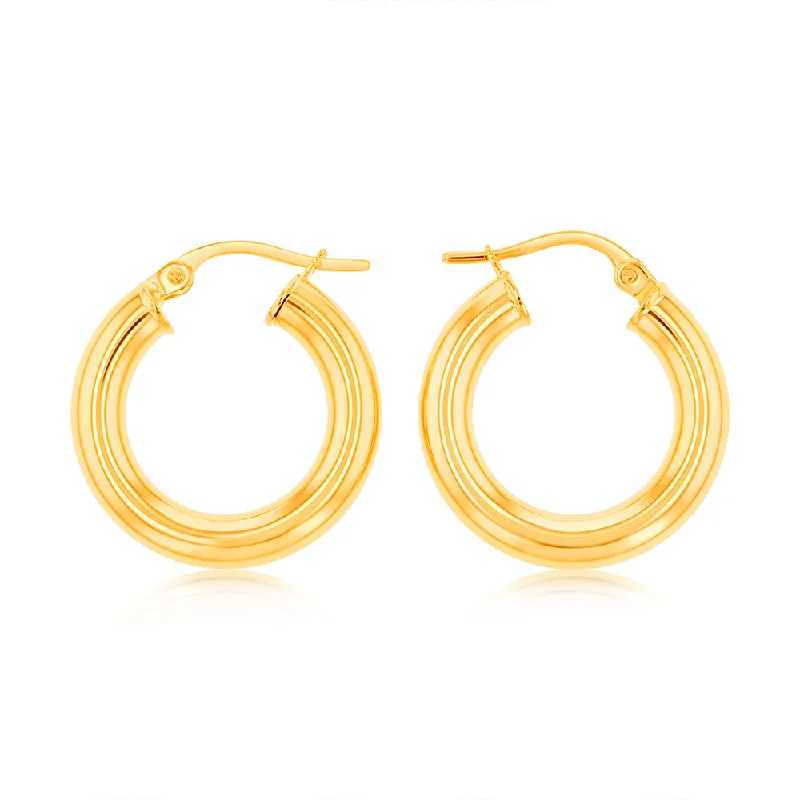 Stunning Drop Earrings with Pearls-9ct Yellow Gold 10mm Hoop Earrings 9Y