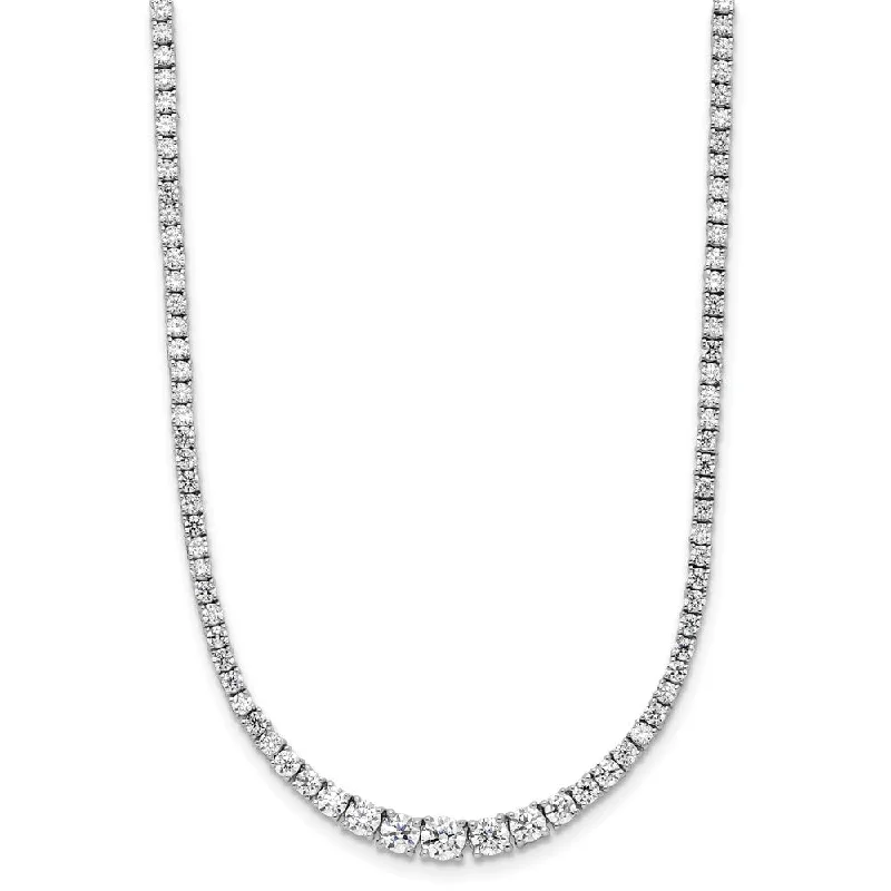 Personalized Charm Necklace for Bridesmaids-14k White Gold Graduating Lab Grown Diamond Tennis Style Bolo Necklace (4.994 CTW)