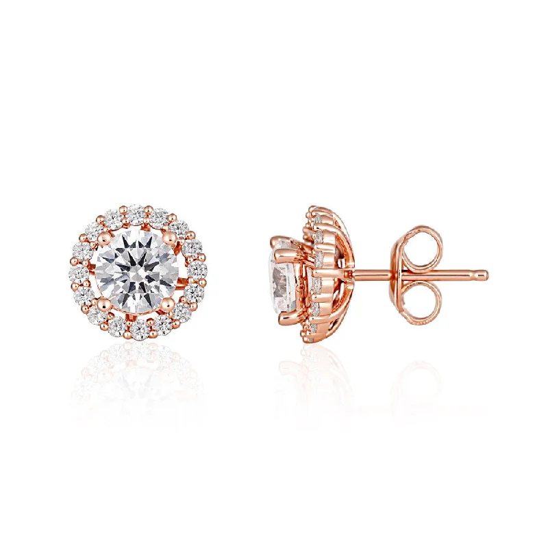 Luxury Hoop Earrings with Diamonds-Georgini Heirloom Rose Gold Plated Sterling Silver Zirconia Esteem Stud Earrings