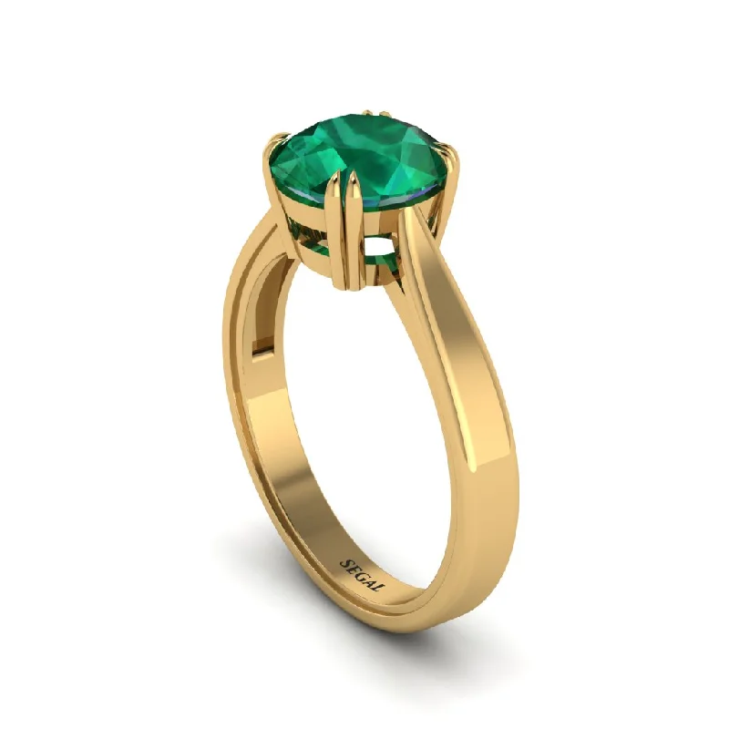 Simple Gold Engagement Ring with Princess Cut Gemstone-Emerald 14K Gold Solitaire Engagement Ring - Allie No. 4