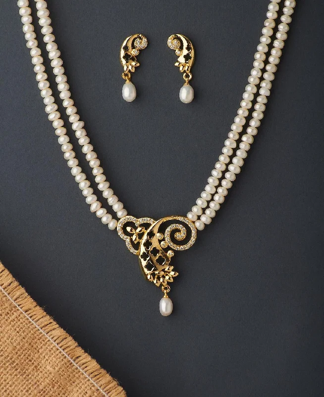 Simple Gold Necklace for Everyday Wear-Beautiful Real Pearl Necklace Set