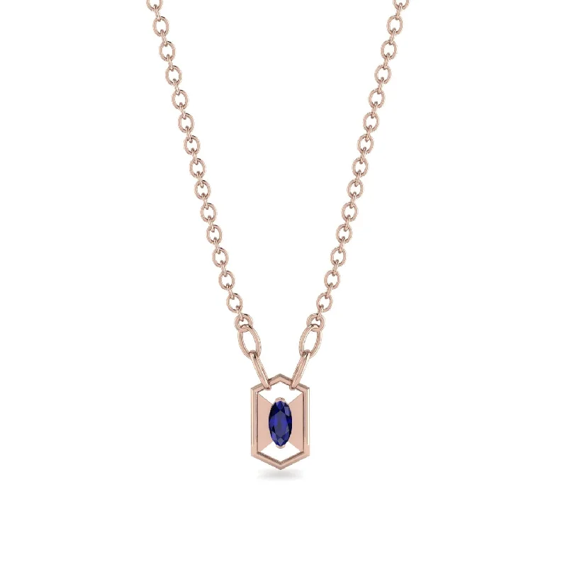 Sparkling Diamond Necklace for Bridesmaids-Marquise Sapphire Geometrical Necklace - Aleena No. 14