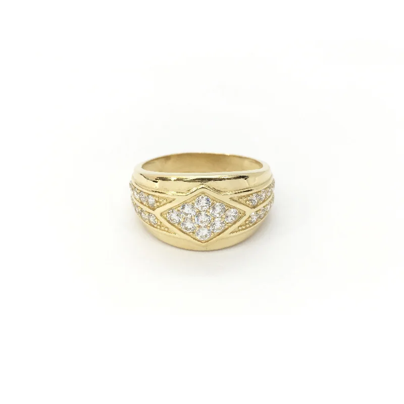 Personalized Stackable Rings for Daily Wear-Horizontal Rhombus CZ Ring (14K)