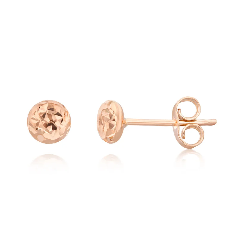 Modern Gold Earrings for Women-9ct Rose Gold Textured 4.5 mm Stud Earrings